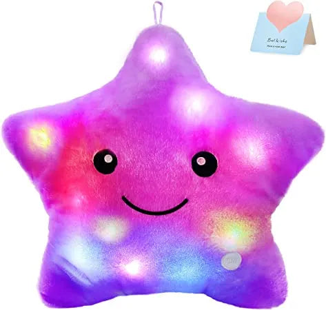 Glowing Colorful Stars Pillow