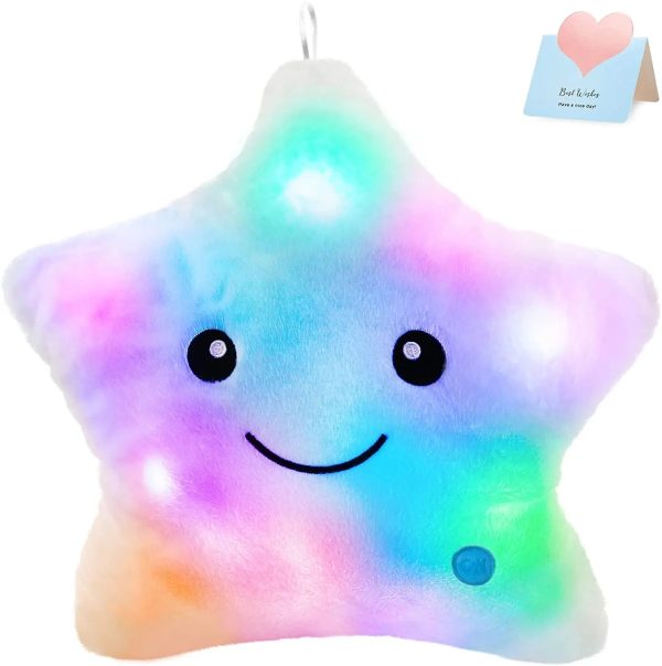 Glowing Colorful Stars Pillow
