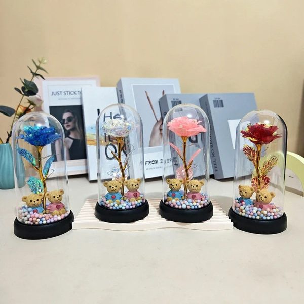 Glowing Galaxy Eternal Double Rose with LED Lights Romantic Gift for Valentine’s Day and Wedding