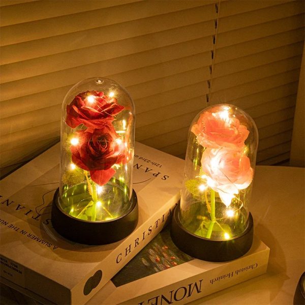 Glowing Galaxy Eternal Double Rose with LED Lights Romantic Gift for Valentine’s Day and Wedding