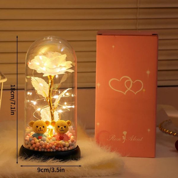 Glowing Galaxy Eternal Double Rose with LED Lights Romantic Gift for Valentine’s Day and Wedding