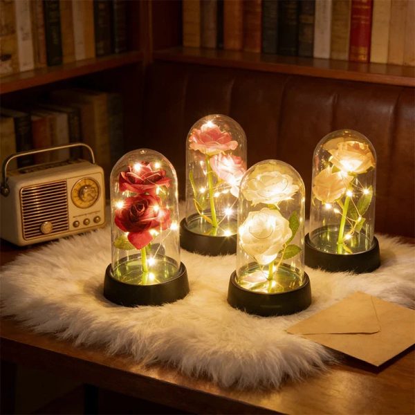 Glowing Galaxy Eternal Double Rose with LED Lights Romantic Gift for Valentine’s Day and Wedding