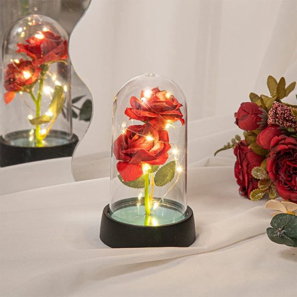 Glowing Galaxy Eternal Double Rose with LED Lights Romantic Gift for Valentine’s Day and Wedding