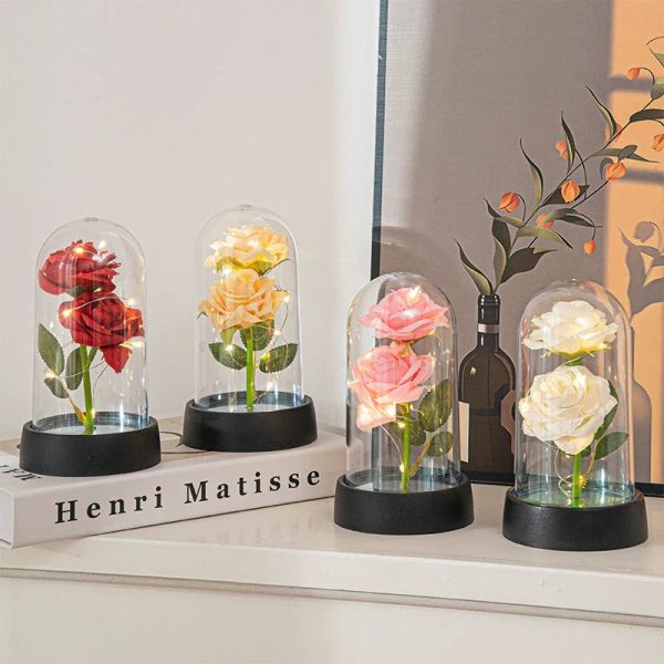 Glowing Galaxy Eternal Double Rose with LED Lights Romantic Gift for Valentine’s Day and Wedding
