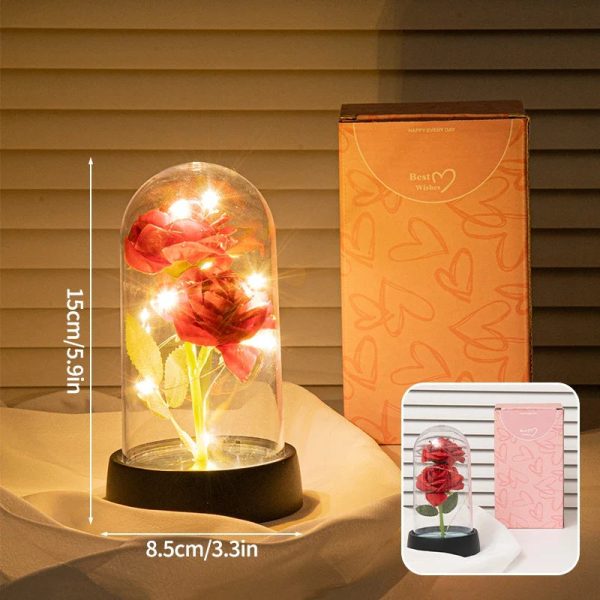 Glowing Galaxy Eternal Double Rose with LED Lights Romantic Gift for Valentine’s Day and Wedding