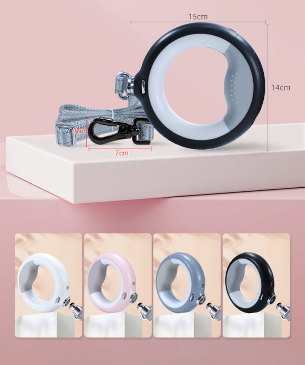 Glowing Ring Retractable Dog Leash And Flashlight