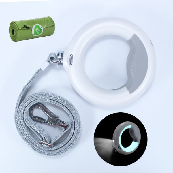 Glowing Ring Retractable Dog Leash And Flashlight