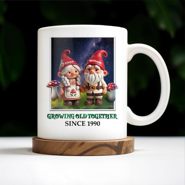 Gnome Couple Growing Old Together Personalized Mug - Personalized Custom Coffee Mug - CPL287_MG