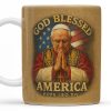 God Blessed America, Mug Featuring Pope And US Flag - Personalized Custom Coffee Mug - FTH090_MG