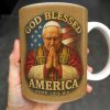 God Blessed America, Mug Featuring Pope And US Flag - Personalized Custom Coffee Mug - FTH090_MG