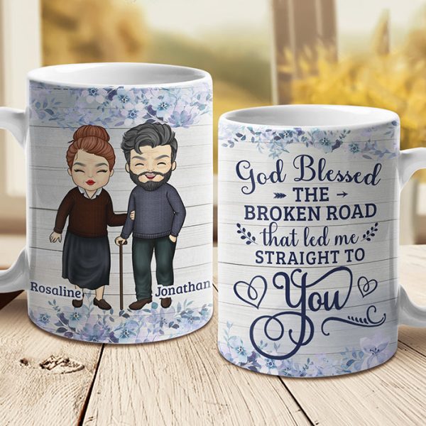 God Blessed The Broken Road That Led Me Straight To You - Gift For Couples, Personalized Mug
