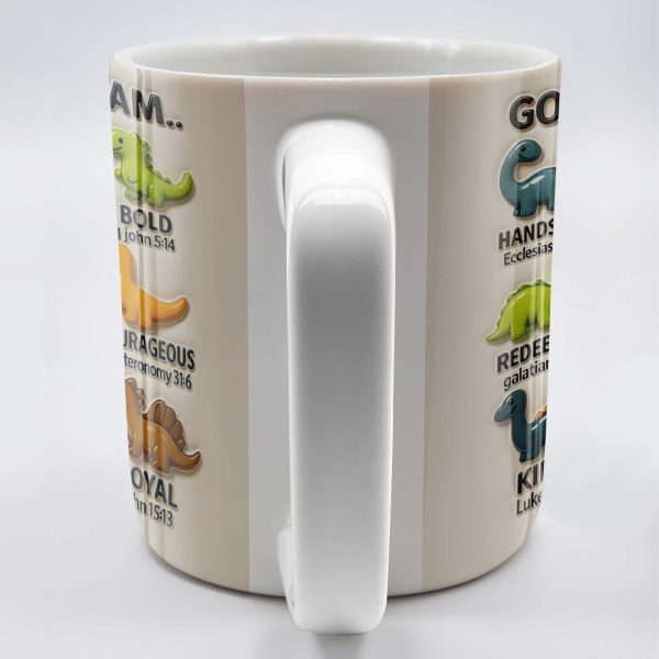 God Says I Am Handsome, Accepted, Bold, Dinosaurs and Bible Verses - Personalized Custom Coffee Mug - KID078_MG