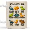 God Says I Am Handsome, Accepted, Bold, Dinosaurs and Bible Verses - Personalized Custom Coffee Mug - KID078_MG