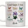 God Says I Am Special, Unique, Lovely, Butterflies and Flower - Personalized Custom Coffee Mug - FTH057_MG