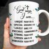 God Says I Am UNIQUE, SPECIAL, LOVELY, Angel Wing and Butterflies - Personalized Custom Coffee Mug - FTH048_MG