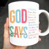 God Says You Are Unique, Special, Lovely, Precious, Chosen, Forgiven - Personalized Custom Coffee Mug - FTH068_MG