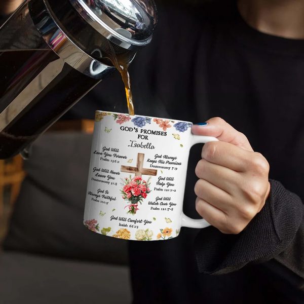 God's Promises Birth Flower Bouquet - Personalized White Edge-to-Edge Mug