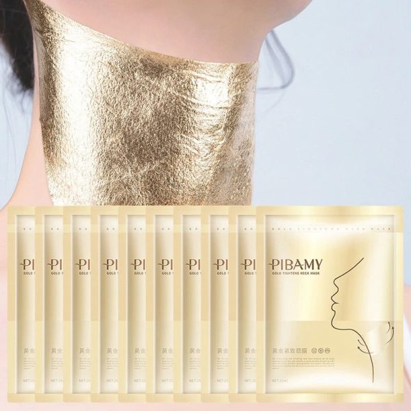 Gold Firming Neck Mask - Anti-Aging & Moisturizing Treatment (10 Pcs)