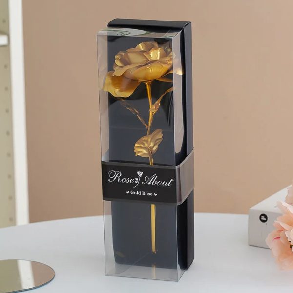 Gold Foil Rose Artificial Flower Gift for Valentine’s Day