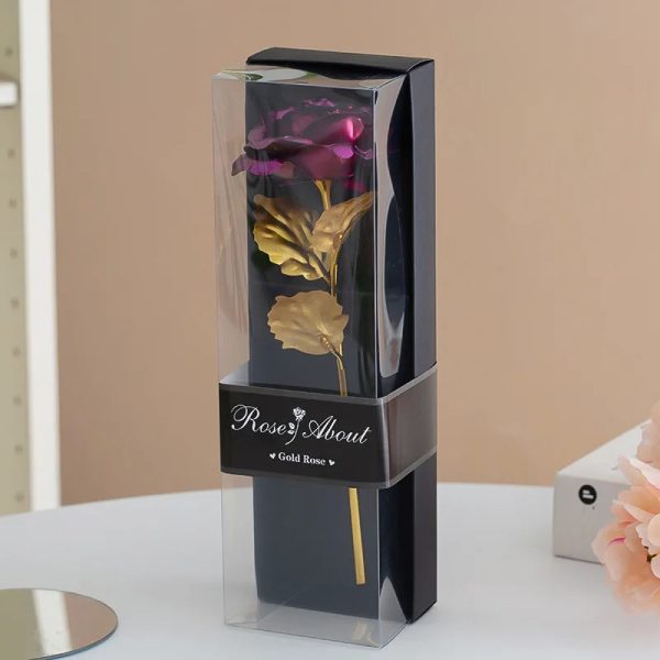 Gold Foil Rose Artificial Flower Gift for Valentine’s Day