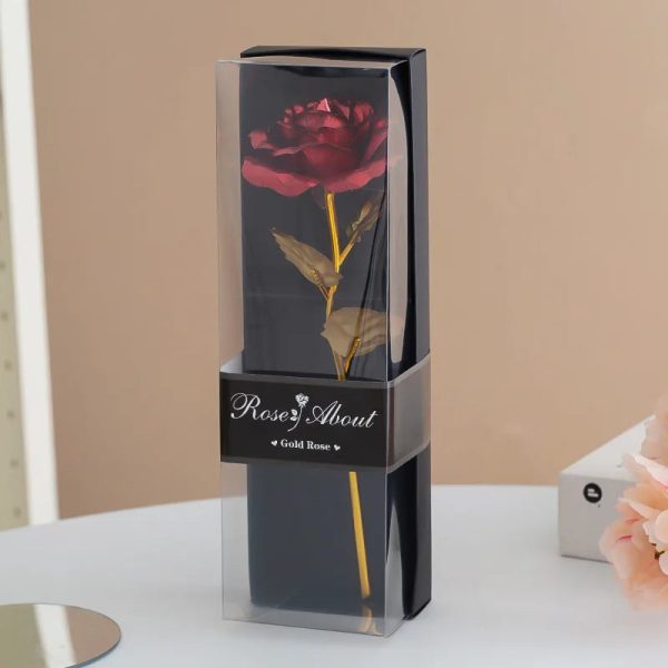 Gold Foil Rose Artificial Flower Gift for Valentine’s Day