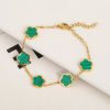 Gold Plated Five Leaf Flower Adjustable Bracelet
