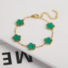 Gold Plated Five Leaf Flower Adjustable Bracelet