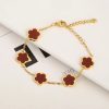 Gold Plated Five Leaf Flower Adjustable Bracelet