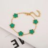 Gold Plated Five Leaf Flower Adjustable Bracelet