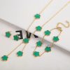 Gold Plated Five Leaf Flower Adjustable Bracelet