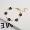Gold Plated Five Leaf Flower Adjustable Bracelet
