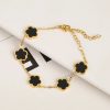 Gold Plated Five Leaf Flower Adjustable Bracelet