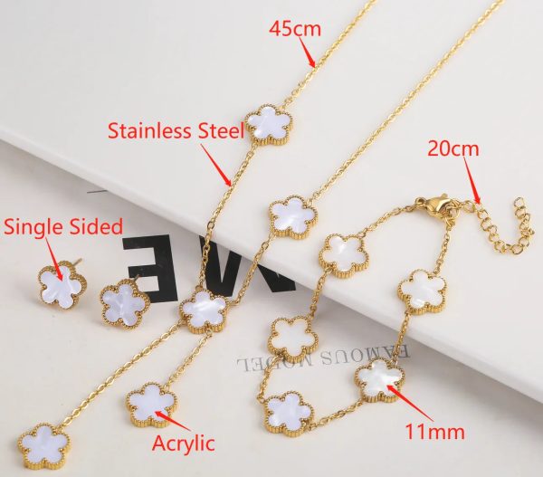 Gold Plated Five Leaf Flower Adjustable Bracelet