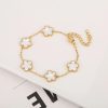 Gold Plated Five Leaf Flower Adjustable Bracelet