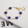 Gold Plated Five Leaf Flower Adjustable Bracelet
