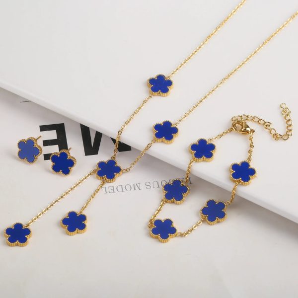 Gold Plated Five Leaf Flower Adjustable Bracelet
