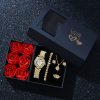 Gold Quartz Watch Jewelry Set for Women