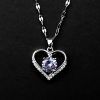 Golden Heart Pendant Necklace with Zircon Accent