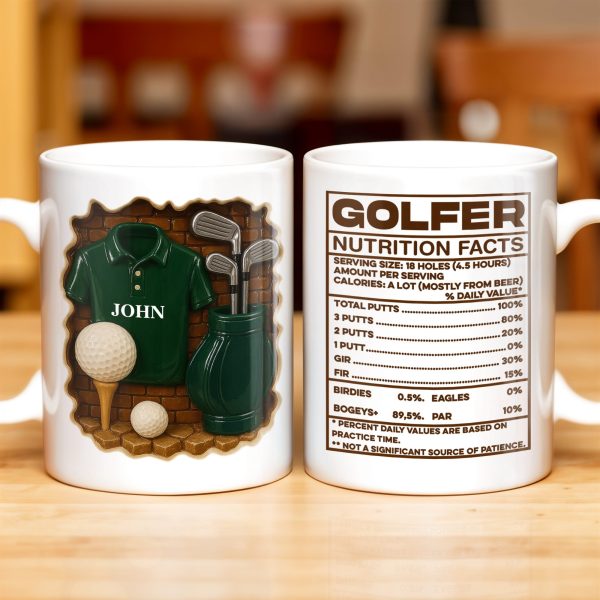 Golfer Nutrition Facts With Golf Accessories - Personalized Custom Coffee Mug - GOLF006_MG