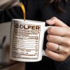 Golfer Nutrition Facts With Golf Accessories - Personalized Custom Coffee Mug - GOLF006_MG