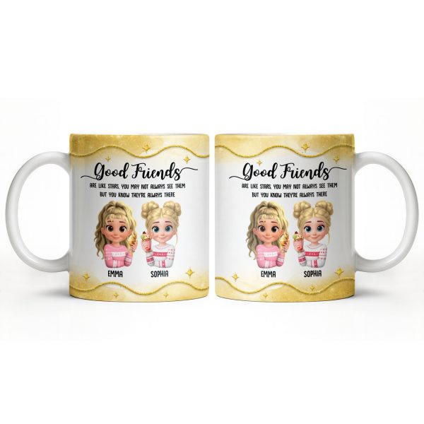 Good Friends Are Like Stars, Girls Holding Hot Cocoa - Personalized Custom Coffee Mug - BST513_MG
