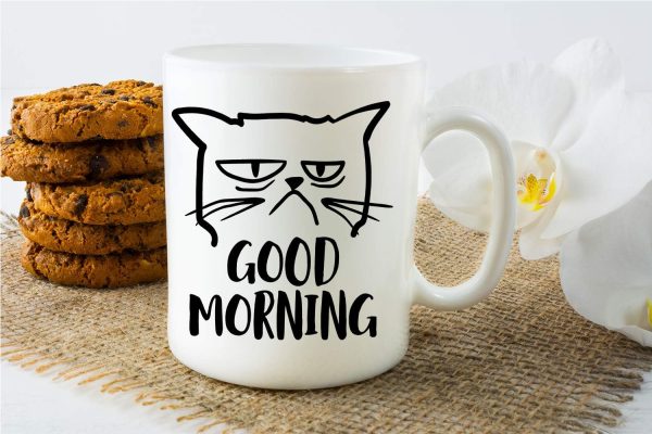 Good Morning Grumpy Cat Coffee Mug Funny Cat Lover Gift for Cat Mom Women Friend