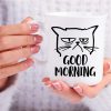 Good Morning Grumpy Cat Coffee Mug Funny Cat Lover Gift for Cat Mom Women Friend