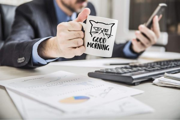 Good Morning Grumpy Cat Coffee Mug Funny Cat Lover Gift for Cat Mom Women Friend
