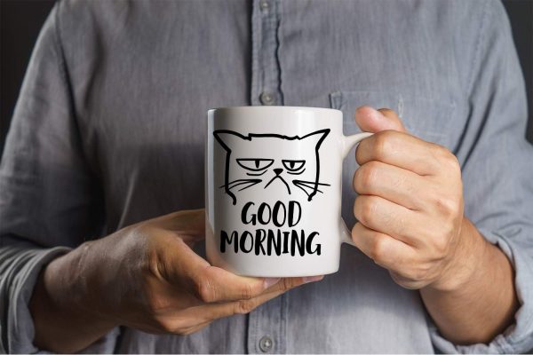 Good Morning Grumpy Cat Coffee Mug Funny Cat Lover Gift for Cat Mom Women Friend