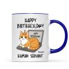 Good Morning Happy Father's Day Human Servant Funny Cats Sitting On Laptop Personalized Mug