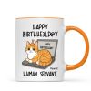 Good Morning Happy Father's Day Human Servant Funny Cats Sitting On Laptop Personalized Mug