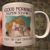 Good Morning Human Servant Dog Cat Photo Personalized Mug