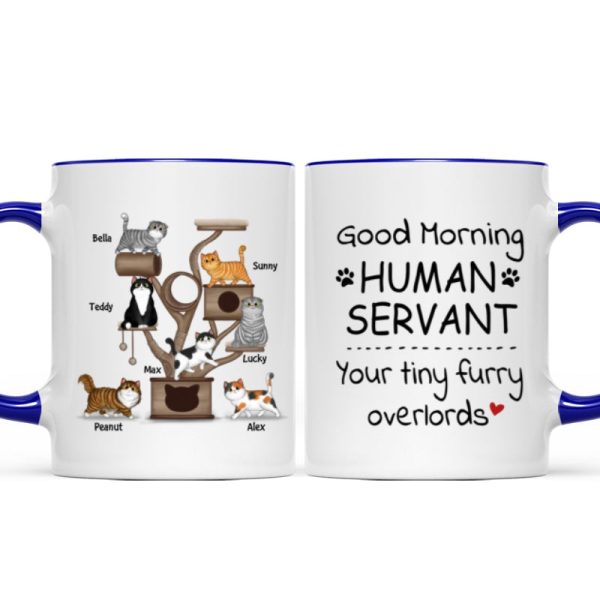 Good Morning Human Servant Fluffy Cat Tower Personalized Mug
