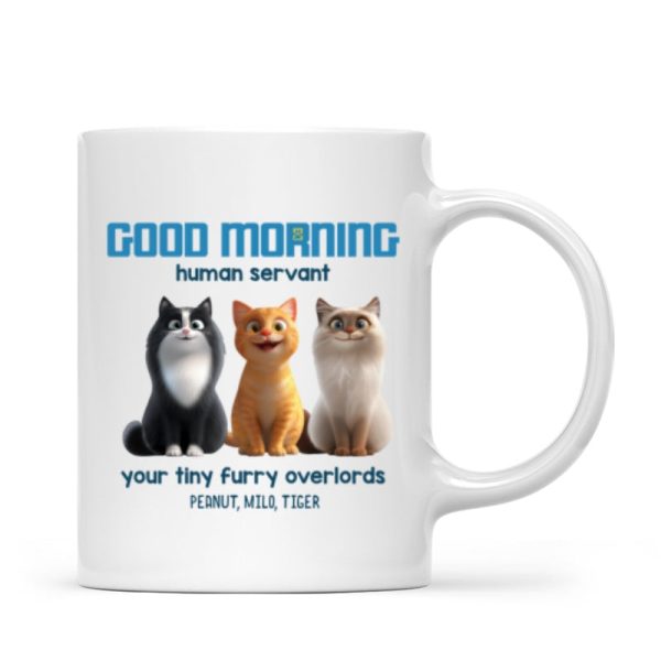 Good Morning Human Servant Personalized Mug, Unique Gift for Cat Mom Cat Dad